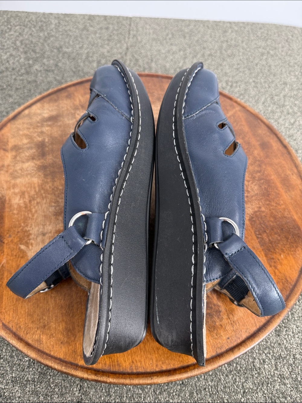 Alegria Shoes Wm 40 (9.5-10) Blue Leather Slingback Comfort Freesia Clog Mule - Picture 12 of 13